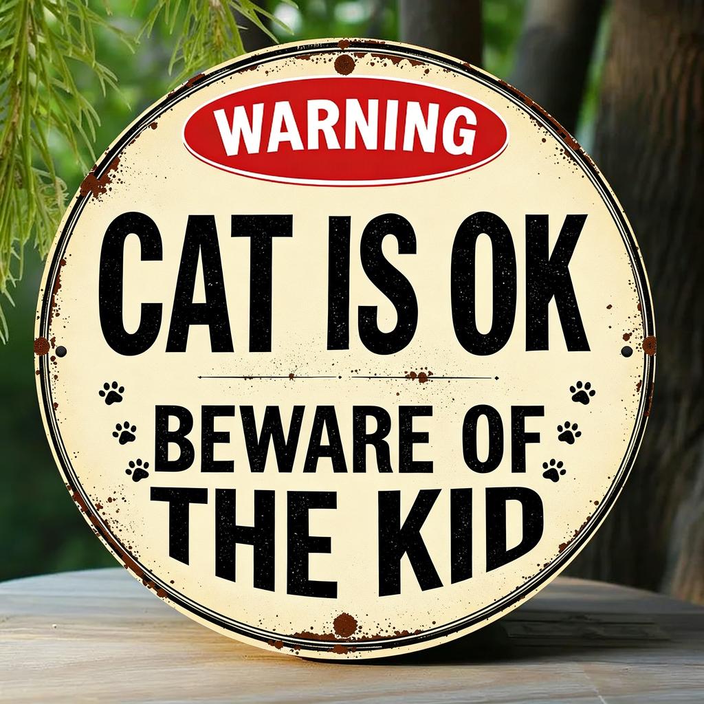 WARNING Dog is OK Beware of the Wife Funny Retro Metal Sign Humorous Home Gift Decor