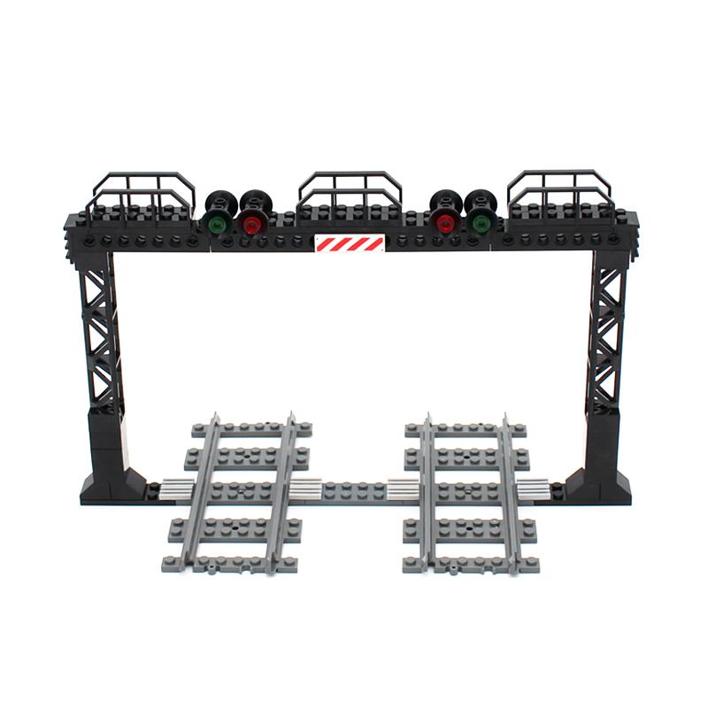 Trains Railway Crossings Lifting Railings Track Accessories Assembly MOC City Traffic Road Building Block Accessories