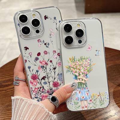 Для iPhone 15 Pro Max 14 13 Pro 12 11 чехол для телефона красивый цветочный узор прозрачный противоударный тонкий жесткий чехол для ПК