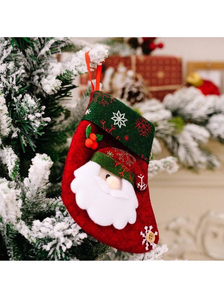 Christmas Tree Hanging Mini Stockings Decoration Small Candy Gift Bag Santa Claus Snowman Reindeer Bear Decorative Socks