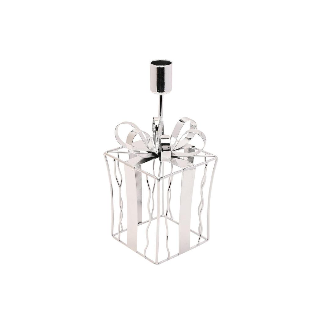 Metal Present Shaped Candlestick- 22cm