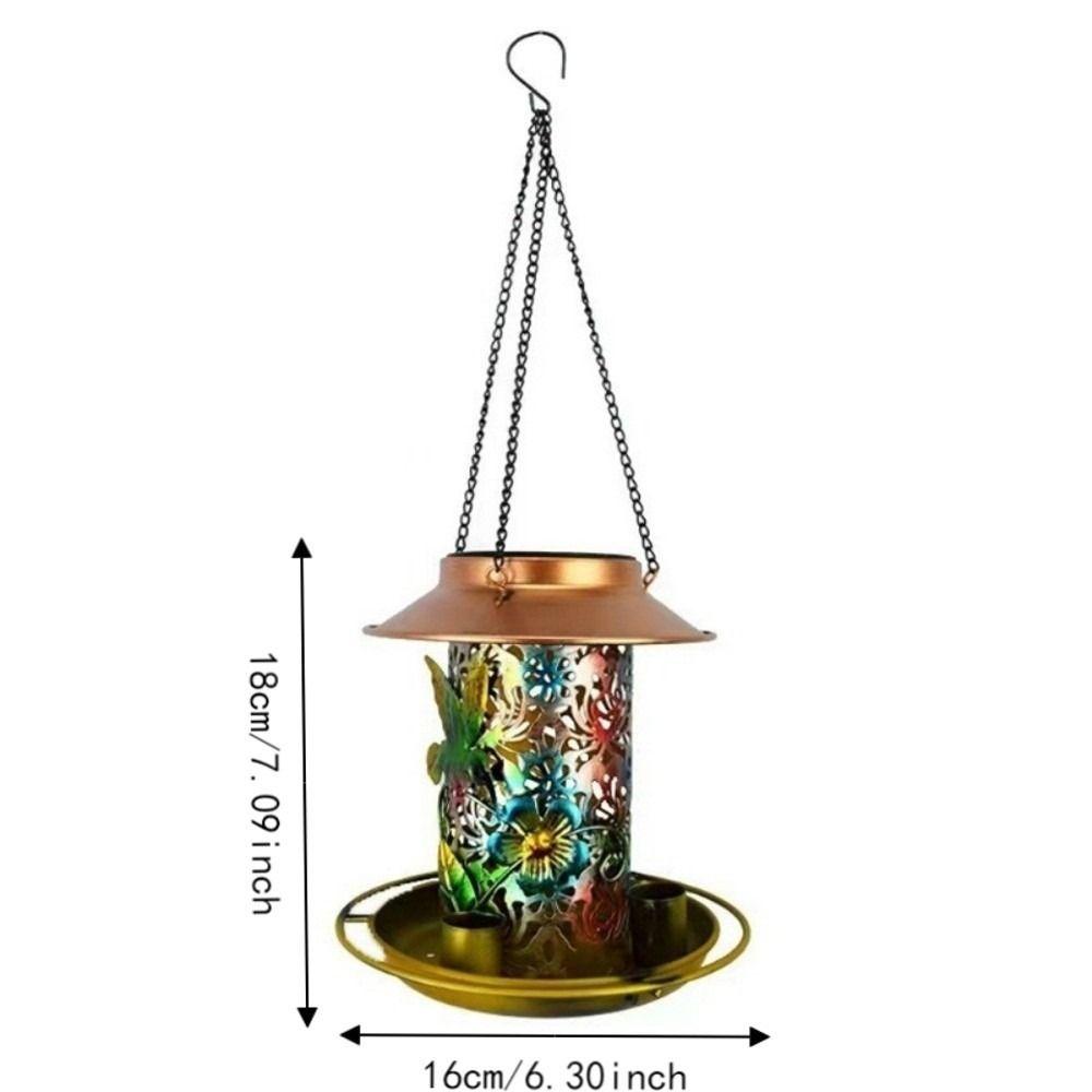 Iron Solar Bird Feeder Waterproof Wild Bird Feeder Funny Bird Feeding Station Patio