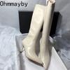 Designer Pointed Toe Women Stretch Knee High Boots Elegant Shoes Sexy High Heel Long Botas De Mujer
