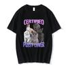 Fashion Vintage Certified Pussy Lover Cat Meme T Shirt Men's Women Casual Short Sleeve T-shirt Oversized T-shirts Streetwear