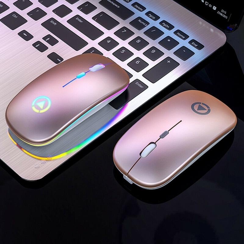 Тонкая перезаряжаемая Bluetooth/USB беспроводная мышь со светодиодной подсветкой RGB для планшетных ПК и iPad