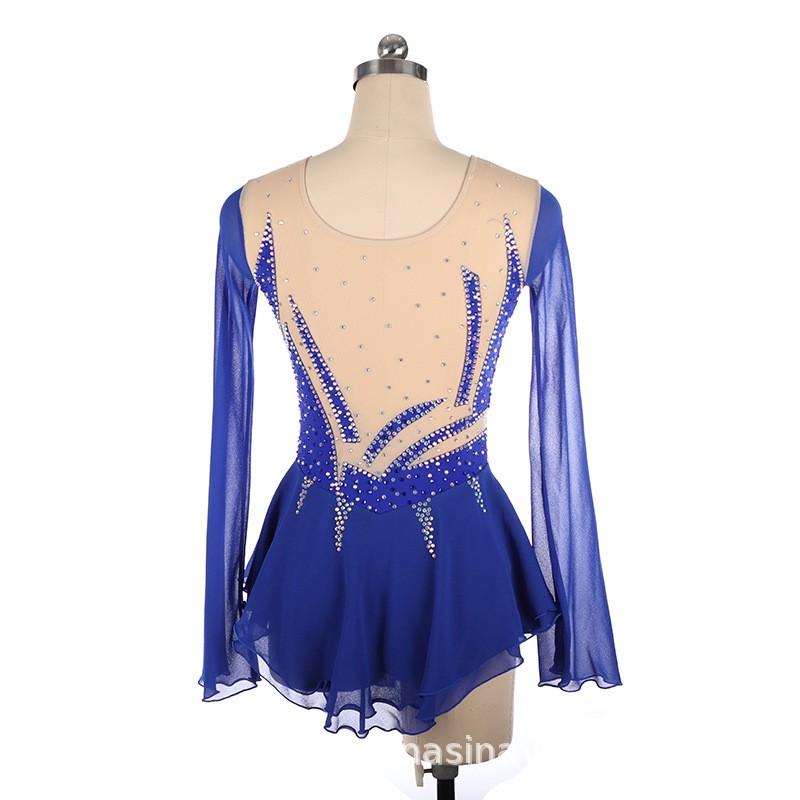 Girls Figure Skating Dress Performance Costume Competition Grading 16 Colors Nylon Blend With Rhinestone Embellishment