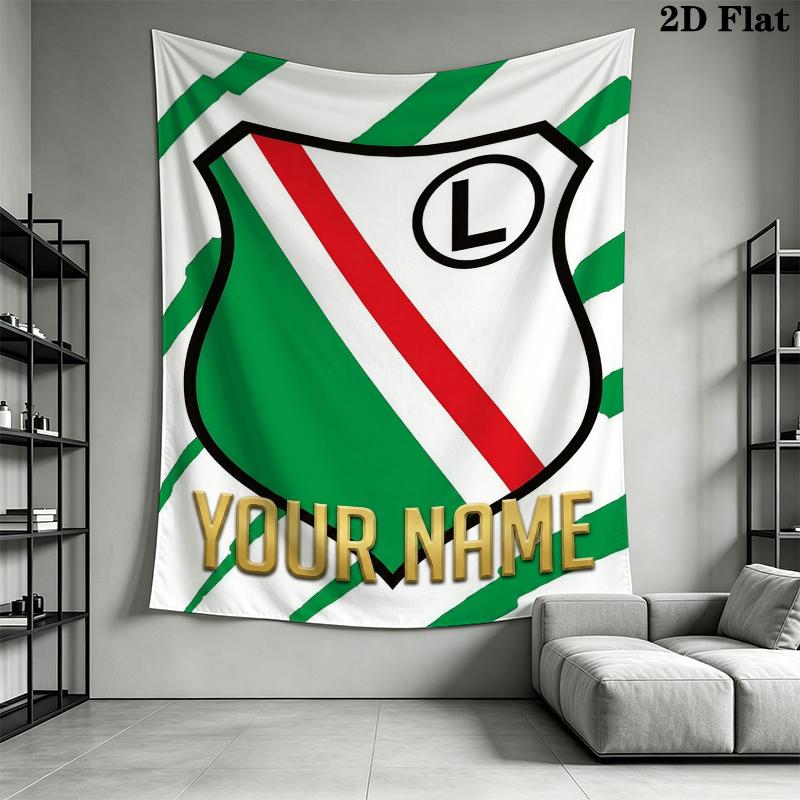 Custom Name Legia Warsaw Wall Tapestry Aesthetic Wall Hanging Printed Fabric Blanket Decorative Tapestries for Bedroom Living Room Home Decor