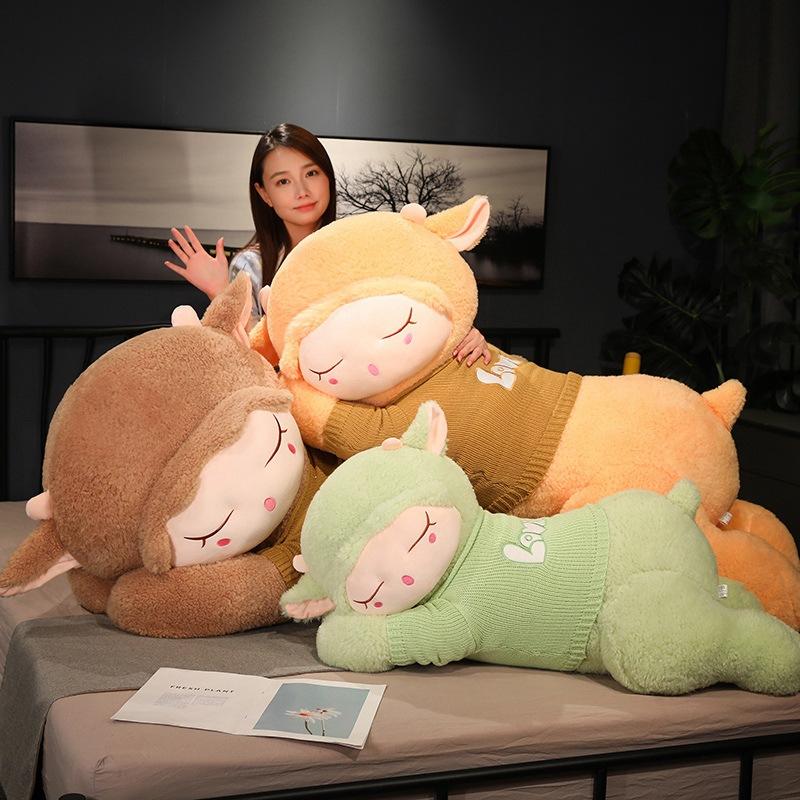 Большой свитер овца маленькая овечка кукла плюшевая игрушка лежащая овечка кукла девочка успокаивающая тряпичная кукла подарок на день рождения