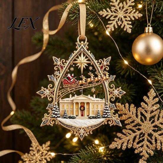 Creative DIY Christmas Decorations 250th Anniversary USA White House Tree Ornament, 2D Acrylic 1776-2026 Commemorative Personalized Gift Ideas