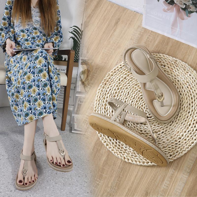 Летняя мода Женские платформенные танкетки Эластичная лента Удобные повседневные сандалии Черные Синие Розовые Абрикосовые Женские сандалии 36-43