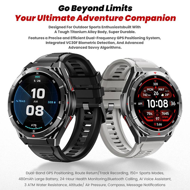 Умные часы Bluetooth Call Dual Band GPS Air Pressure Compass Outdoor Threeproof Mens Bracelet