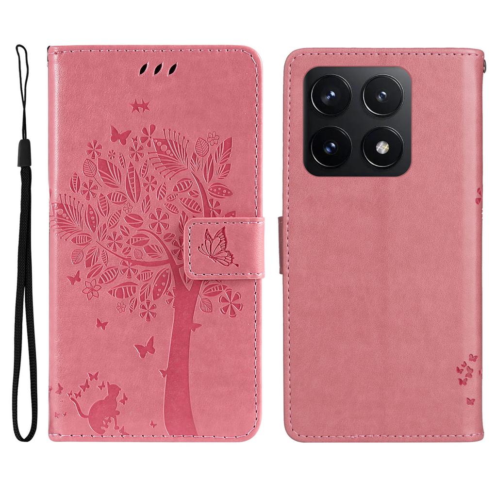 Для чехла телефона Xiaomi 14T с подставкой, с рисунком кошачьего дерева, кожаный кошелек, мобильная крышка