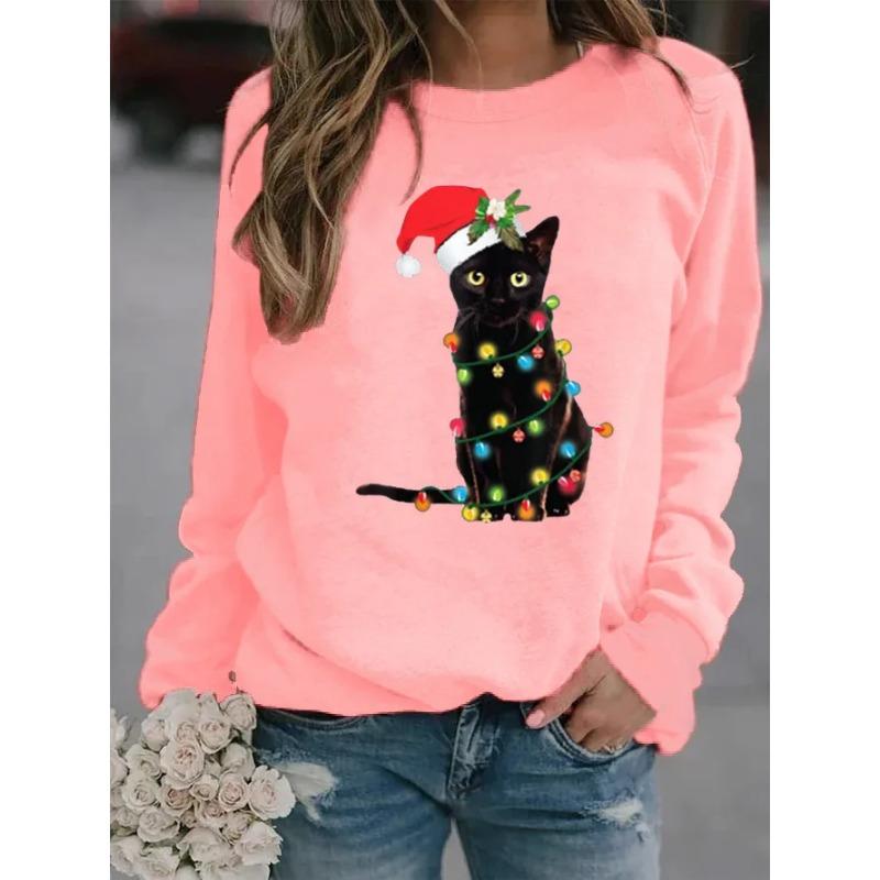 Amazon Ebay Желаю быстрой продажи Independent Station Christmas Printing Hoodie с длинным рукавом и круглым вырезом без капюшона Teamu