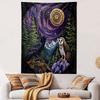 "Raven and Owl Under Cosmic Spiral" Patterned Tapestry Home Decor, Suitable for Bedroom and Living Room, Gift