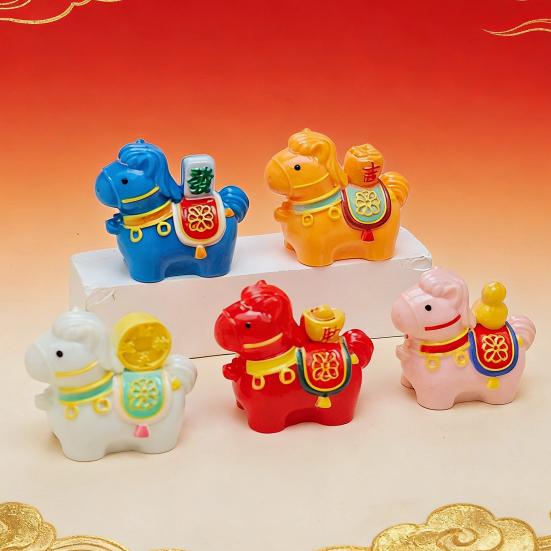 5 Pcs Mini Horse Figurine Resin Miniature Animal Statue for Fairy Garden Micro Landscape Dollhouse Crafts 2026 Chinese Horse Feng Shui Ornament for