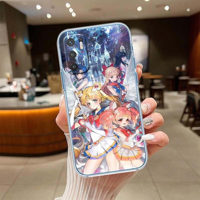 UP44 S-Sailors M-Moon Transparent Phone Case for Motorola Moto G7 G8 G9 G84 G85 G73 G24 G15 Z2 Play Power Plus