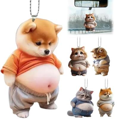 Брелок для ключей с мордочкой сиба-ину, Милый, Скотт, Шариковая цепочка 2D, Живот, Зеркало заднего вида автомобиля,