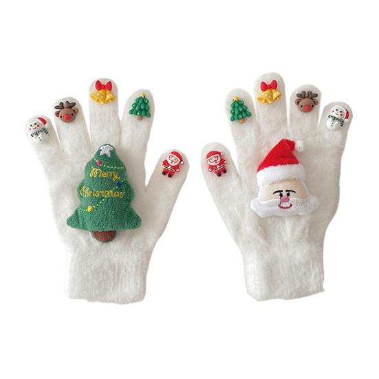 1 пара рождественских вязаных перчаток для мужчин и женщин, зимние теплые толстые плюшевые перчатки с Рождеством