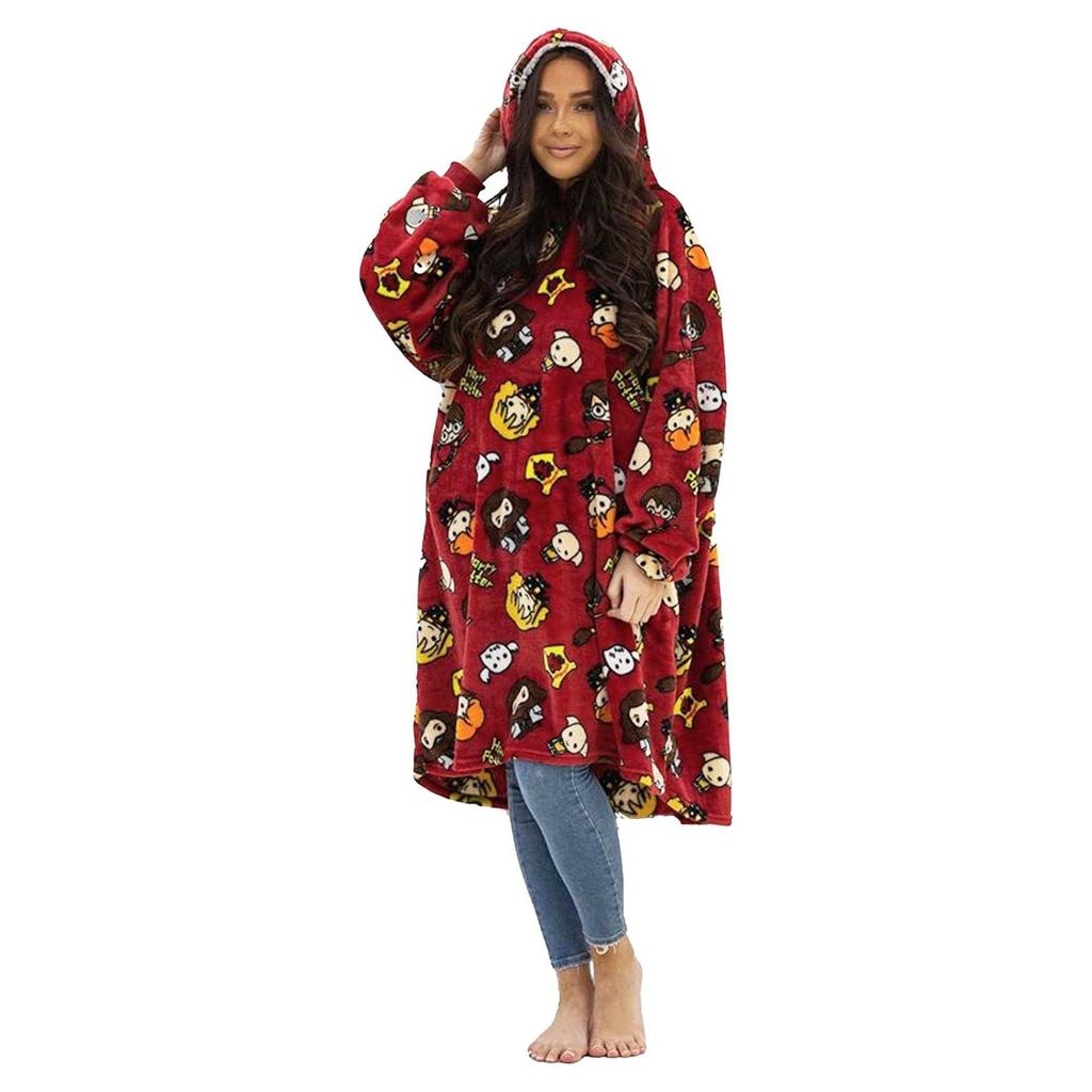 HARRY POTTER Unisex Adult Charm Fleece Sherpa Lined Oversized Blanket Hoodie