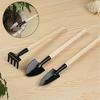 Mini Plant Garden Tools Wooden Handle Gardening Shovel Rake Spade 3 Pcs Set