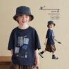 Мальчишеская футболка с коротким рукавом, 7А, антибактериальная, из чистого хлопка, с принтом