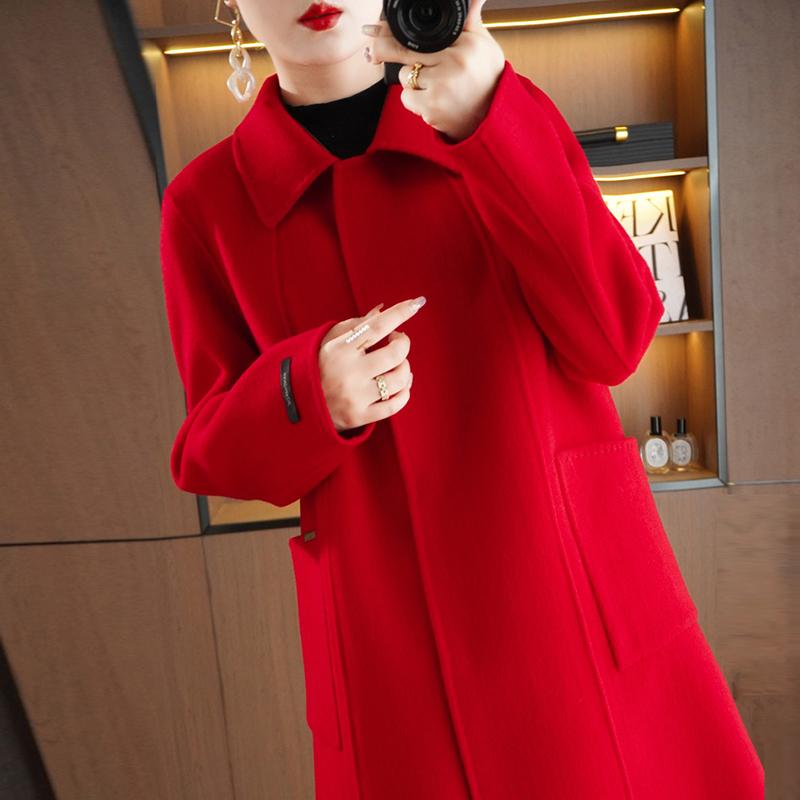 Женское пальто из 100% шерсти TIDENOVEL Осеннее шерстяное длинное пальто Ручной работы Пальто-бушлат Зимняя теплая шерстяная длинная куртка Пальто