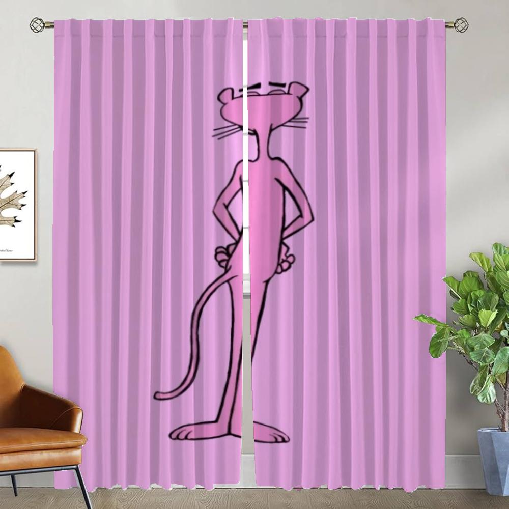 Кухонные шторы для гостиной Шторы Розовая пантера Домашний интерьер Шторы 2 шт Разделение Хэллоуин Украшения Оттенки