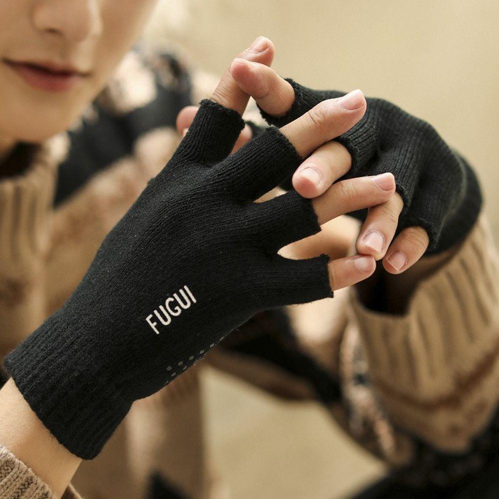 Two Finger Unisex Short Half Finger Driving Mittens Cycling Gloves Man Gloves  Mittens