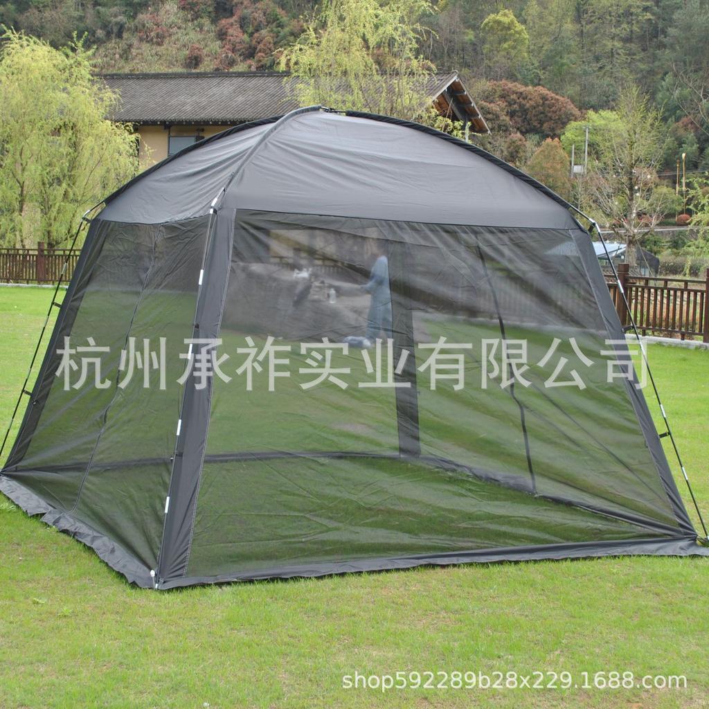 8-Person Summer Cooling Gazebo with Mosquito Net - 9m² Silver Mesh Sun Protection Tent