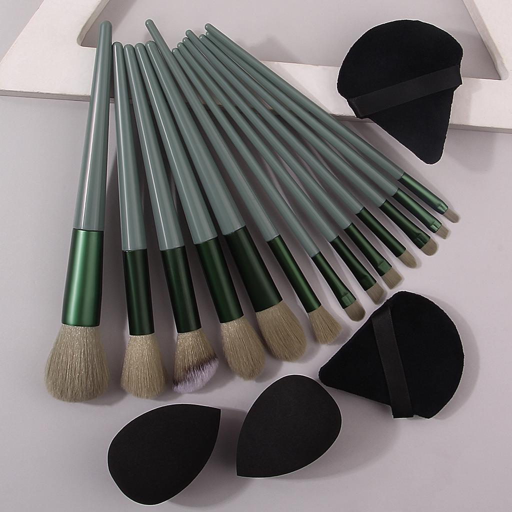13pcs Sijiqing Makeup Brush Set: Portable Soft-bristled Loose Powder Blush Eyeshadow brush+4PCS Makeup Powder Puff and Spongeegg