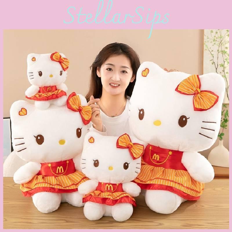 Очаровательная плюшевая кукла Китти в очаровательном красном платье, идеально подходящая для детских коллекций