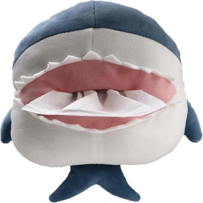 Car Tissue Box Holder, Cute Funny Dispenser Holder Tissue Car Back-Mounted Tray Cartoon Animals Car Tissue Box(Shark)