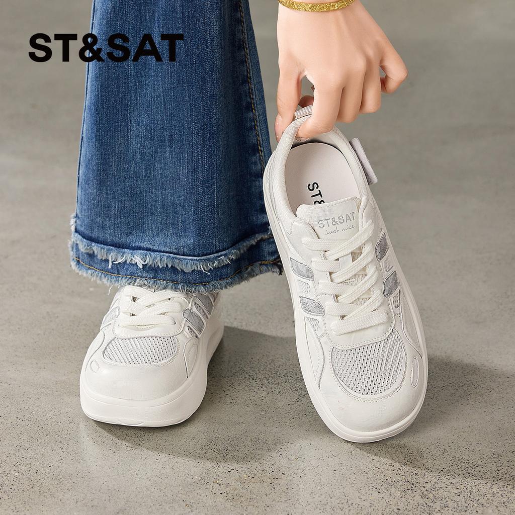 Saturday ST&SAT mesh breathable low top board shoes for women's thick soled casual sports shoes
