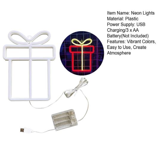 Светодиодная подарочная коробка Неоновые огни Яркие цвета Простота в использовании Создайте атмосферу Рождественское украшение Красочные огни