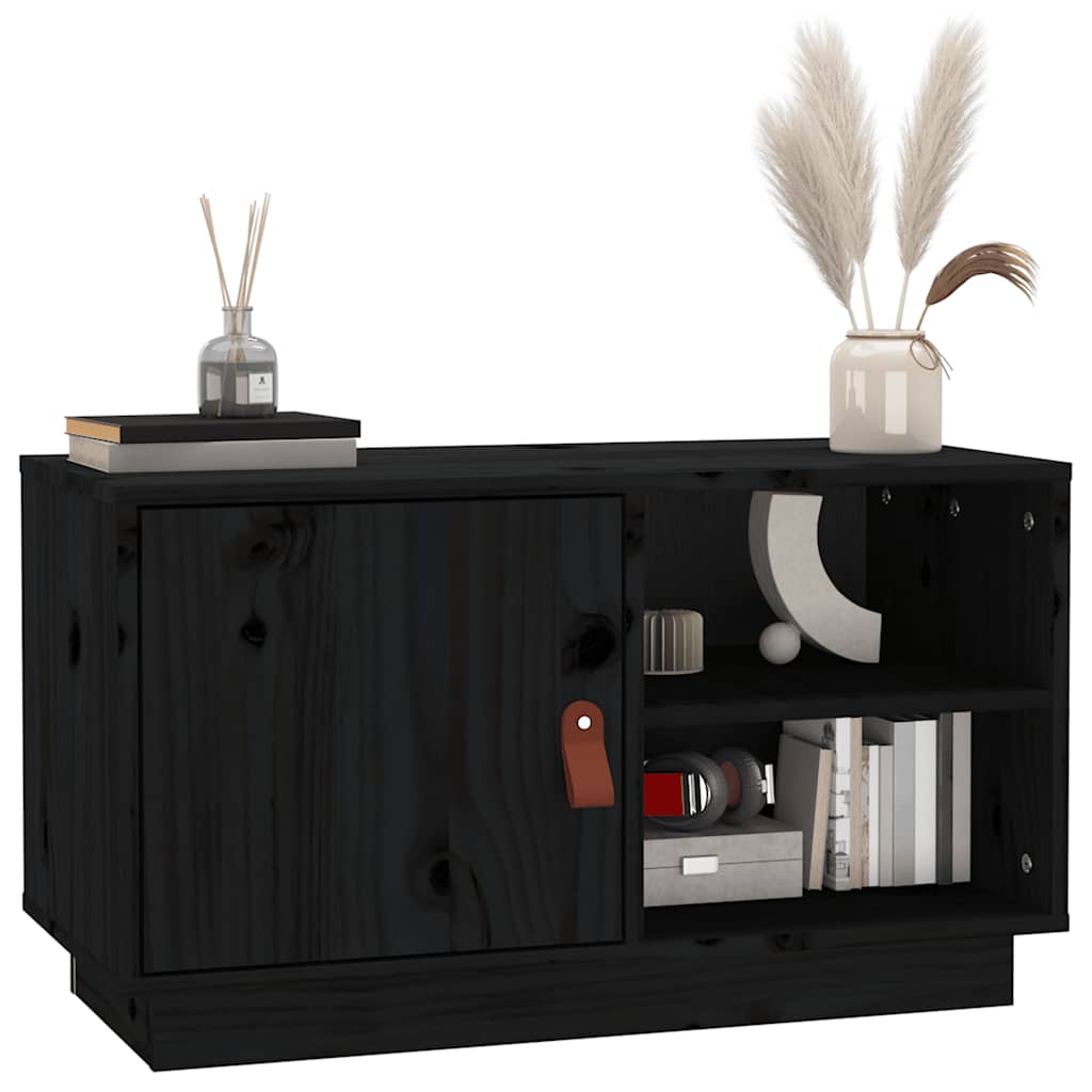 TV Cabinet Black 70 x 34 x 40 cm Solid Pine Wood