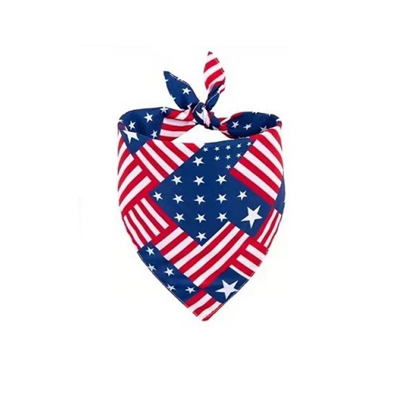 Red White Blue Pet Bandana Reusable Washable Dog Scarf for Independence Day Holiday Party Pet Accessories