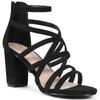 Allegra K Women's Open Toe Strap Back Zip Chunky Heel Sandals, Black, Size 23.5cm
