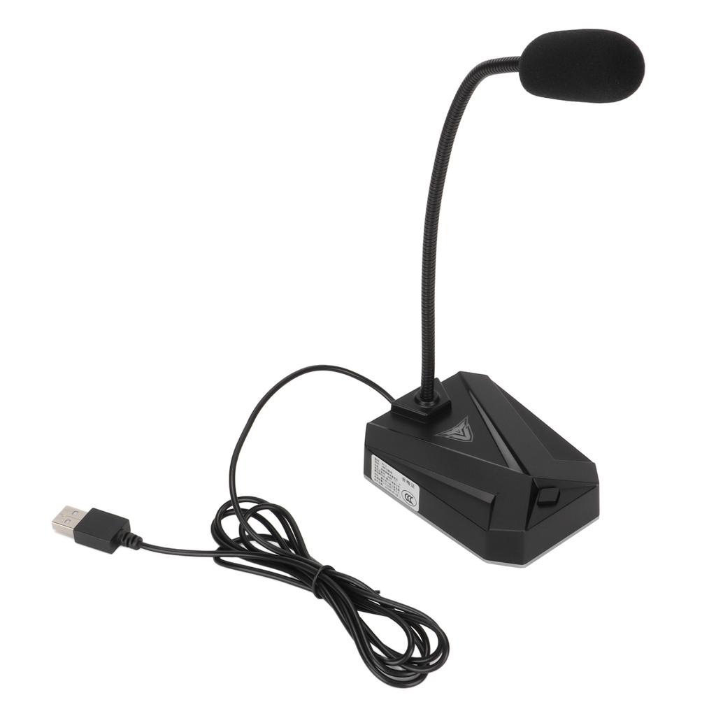 Компьютерный микрофон USB RGB-подсветка Регулируемая гибкая стойка Шумоподавление 360 градусов USB-микрофон для игр и совещаний