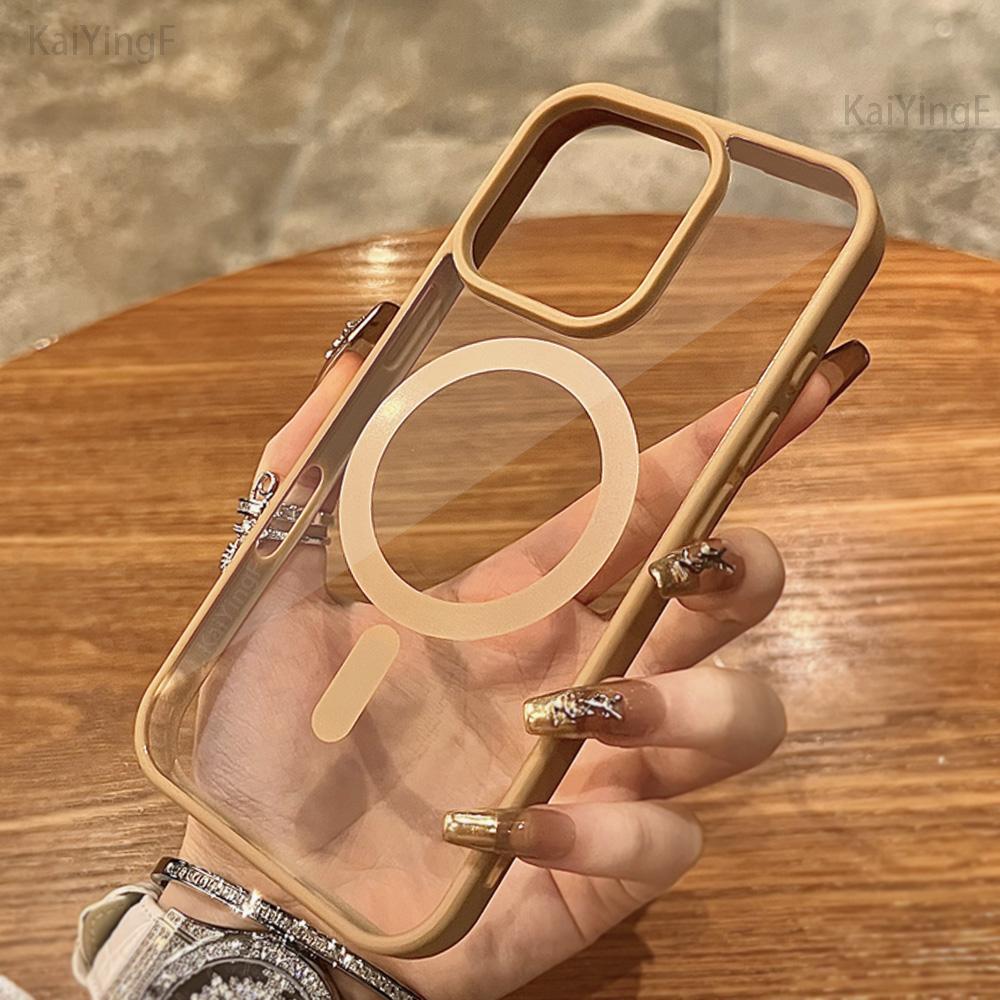 Магнитный прозрачный чехол для iPhone 17 16 15 14 13 12 11 Pro Max Plus Для беспроводной зарядки Magsafe Задняя крышка Прозрачные чехлы