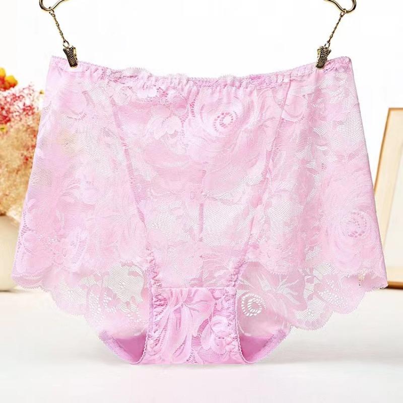 Sexy Lace Panties Women's Underpants Solid Color Large Size High Waist Briefs Breathable Lift Buttocks Female Underwear
