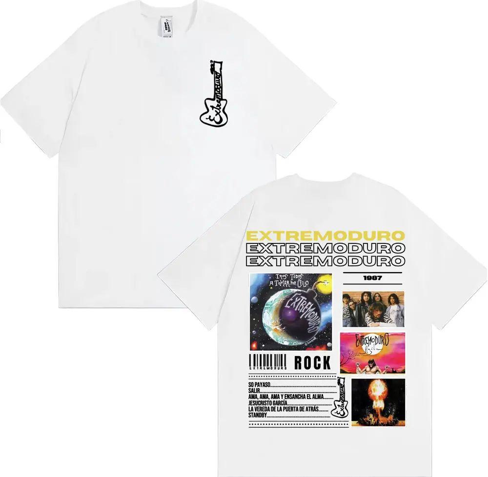 Мода Ретро Короткий Рукав EXTREMODURO Тур Мужчины Женщины Мода Винтаж Короткий Рукав Футболки Поп Свободная Футболка Оверсайз