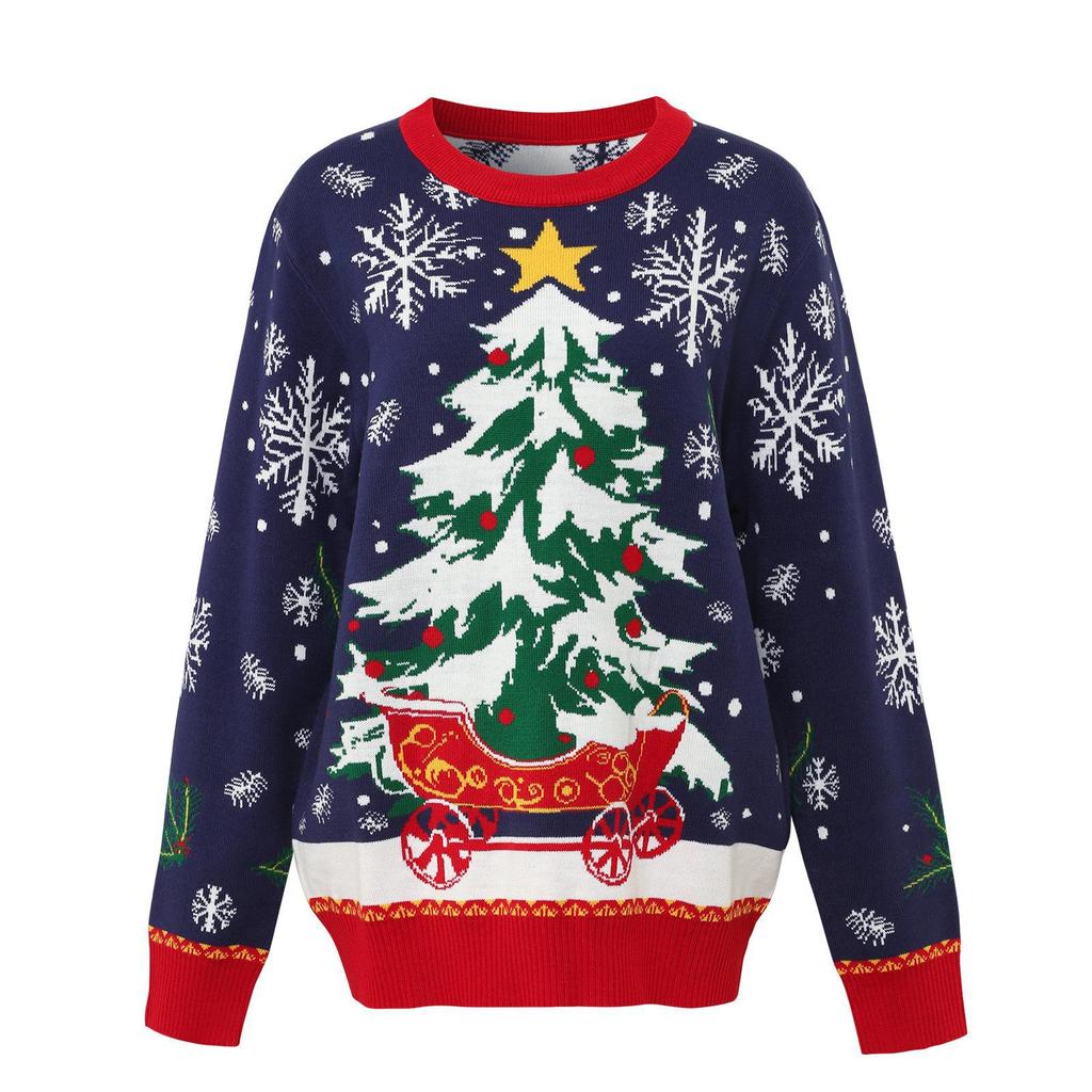 Women's European & American Christmas Tree Snowflake Jacquard Sweater