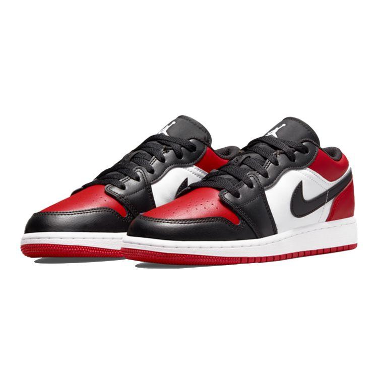 Air Jordan 1 Low GS Bred Toe Kids Sneakers Gym-Red White Black 553560-612