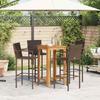5 Piece Garden Bar Set Brown Solid Acacia Wood and Poly Rattan