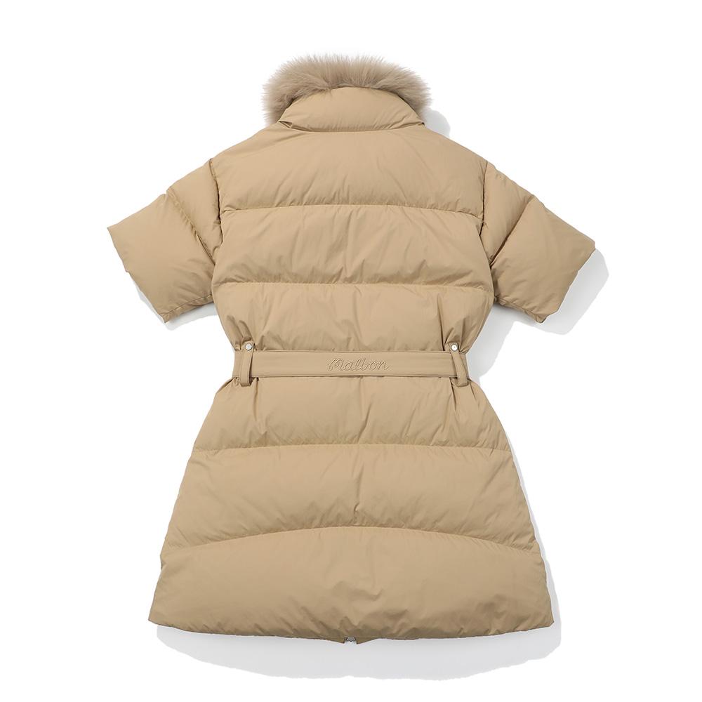 Malbon Golf Belted Short Sleeve Down Jacket Beige (Woman)