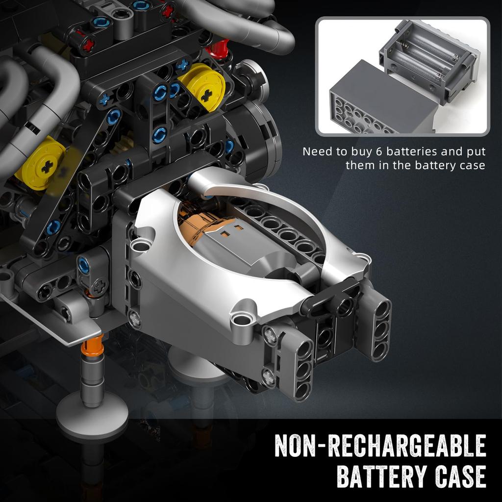 Mould King 10131 Технология Блок двигателя W16 952 детали Набор блока двигателя Подарок для мальчиков и девочек Игрушка,