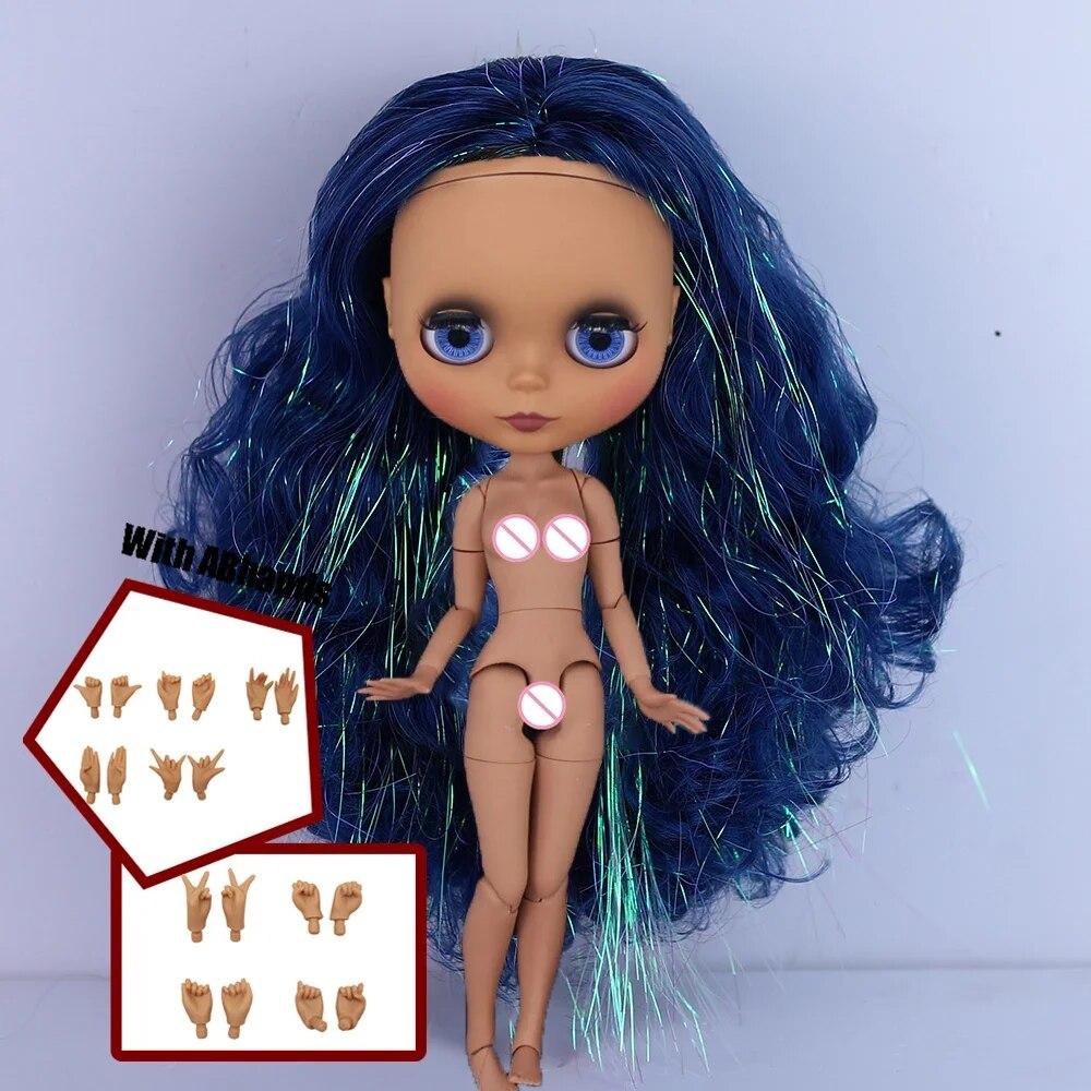 ICY DBS Blyth Doll Ball Joint Body Colorful Hair Black Skin Matte Face Nude Doll and Set Doll Dress Up Game Gift Fot Girl