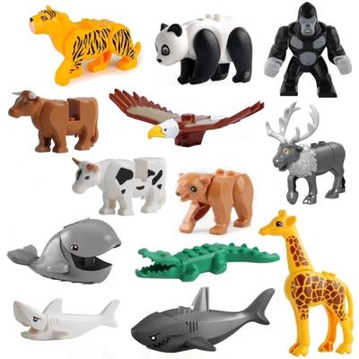 MOC Животные Строительные блоки для детей Акула Кит Олень Тигр Панда Модель Конструкторы DIY Игрушки Совместимые классические кирпичи Детские игрушки