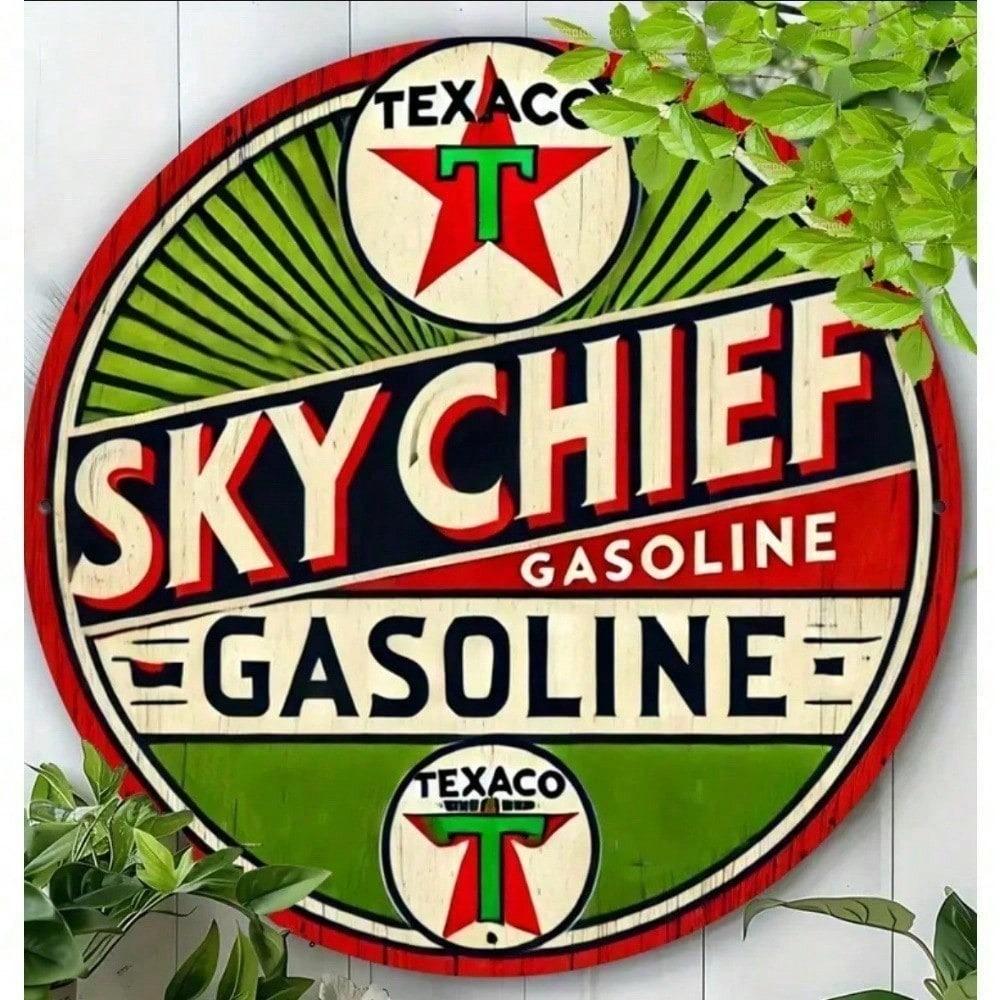 Винтажная металлическая вывеска Texaco Круглая Ретро Настенный Декор для Гаража Мужской Комнаты Бара