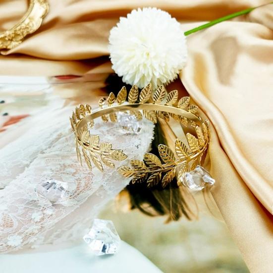 Leaf Shape Upper Arm Bracelet Metal Coil Swirl Spiral Shape Armband Cuff Opening Adjustable Arm Bangle Armlet Jewelry Gift